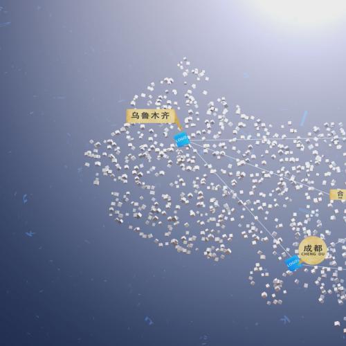 星星点点世界地图中国地图连线方块立方体标注文字logo企业网点宣传分布图展示片头AE模板！
