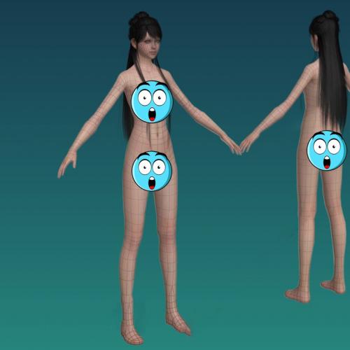 身材性感的古代女子人物角色风格秀气的古装美女3DMAX裸模CG模型下载！含贴图！