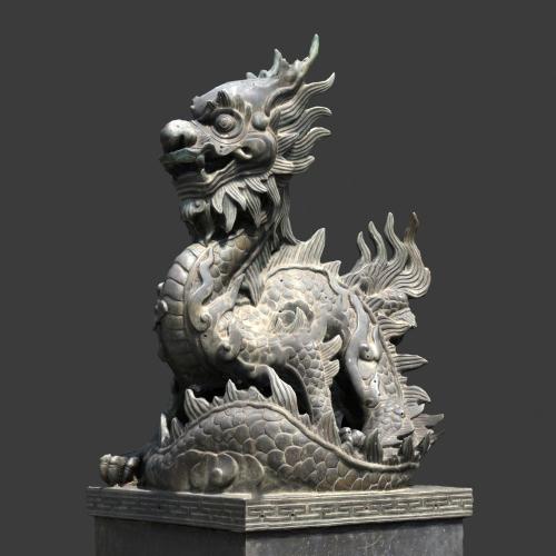 坐姿麒麟神龙雕像古代石雕神兽雕刻3Dmax模型CG模型下载！含材质贴图！