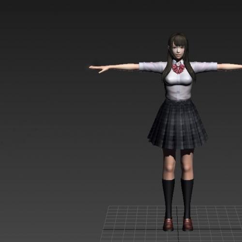 亚洲中学生初中生校花美女人物角色游戏角色3dmax模型CG模型下载！含贴图！