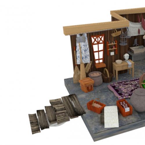 卡通小房间综合场景maya模型！里面有很多小东西可以使用，建了很多东西。