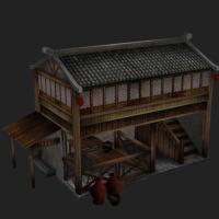古代小酒馆场景建筑游戏CG模型3dmax模型，有贴图
