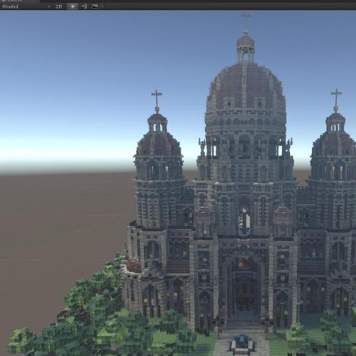 低面像素城堡 我的世界沙盒世界欧洲中世纪城堡古堡castle unity3d模型源码！