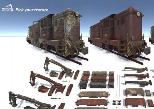 工业废墟城市工厂废旧机器机械场景车辆道具unity3d模型资源素材包！Machine Builder PRO - Volume 1 1.0