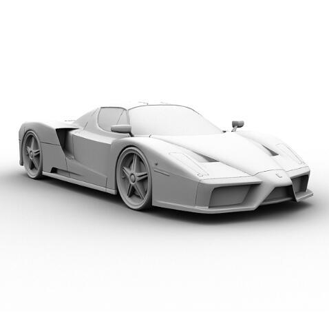 红色气派超级跑车法拉利赛车跑车3Dmax模型+材质贴图+素模