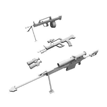 狙击枪冲锋枪扫射机枪三种枪械武器装备游戏3dmax模型fbx模型