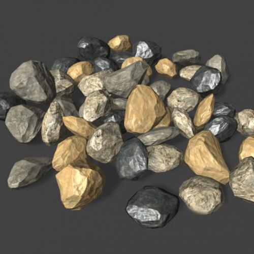 写实的各类石块石头岩石unity模型素材场景部件 Quality Normal Mapped Rock Set 价值35元