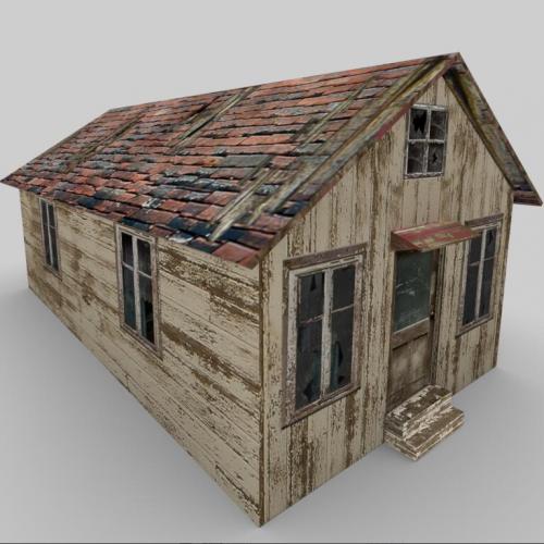 老旧的木房屋破房子小木屋场景建筑CG模型，含obj/fbx/blend格式！Abandoned Cottage House