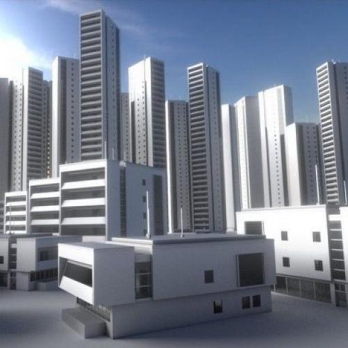大型现代化城市街道建筑房屋白模CG模型，含obj/fbx/unity/3ds等格式！Residential Building Set