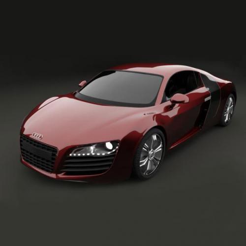 红色和白色的奥迪R8超跑轿车汽车CG模型！含blend/fbx等模型格式！Audi R8
