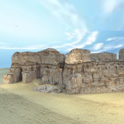 沙漠中的千年风沙石古代城邦城池遗迹遗址CG模型blend模型！有贴图！Cliff