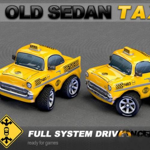 黄色老式出租车越野出租车玩具车遥控车unity模型素材！Old Taxi Toon Car