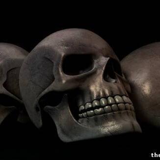 金属、沙化等多种质感的人类头骨骷髅头CG模型，含c4d模型格式及obj模型格式！有贴图！Skull