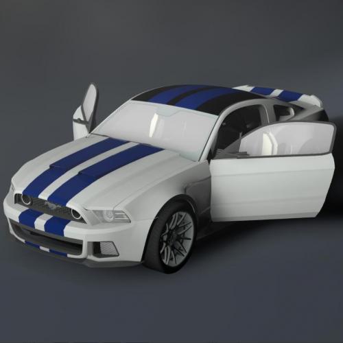 福特野马美式肌肉GT跑车汽车CG模型，含3dmax/c4d/obj等3d模型格式！有贴图！Ford Mustang GT 500