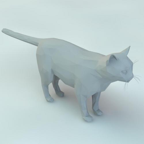 质感超强低边面喵星人可爱小猫咪动物CG模型，含3ds/c4d/fbx/obj等3d模型格式！Low Poly Cat