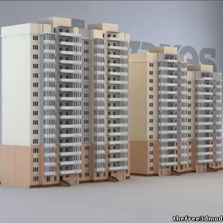 住宅小区里的联排楼房小高层房屋建筑物CG模型，含3ds/3dmax/obj等3d模型格式！有环境贴图！Building