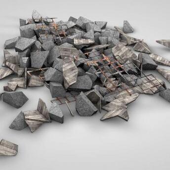 写实城市建筑工地房屋拆迁水泥石头石块钢筋废料材料CG模型，含3ds/c4d/fbx等3d模型格式！有贴图！Debris