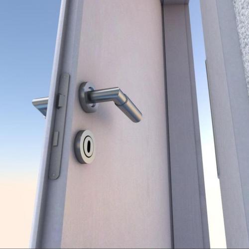 写实的防盗门方库天台不锈钢门+门锁精细CG模型，含fbx/obj/blend等3d模型格式！有贴图！Room Door