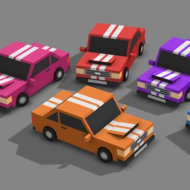 简易的低边面卡通汽车小轿车unity模型素材！Simple Car - Cartoon Vehicle