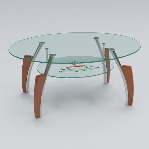 圆形双层钢化玻璃茶几室内茶几玻璃桌家具CG模型！含fbx/obj/3dmsx等3d模型格式！有贴图！Center Table