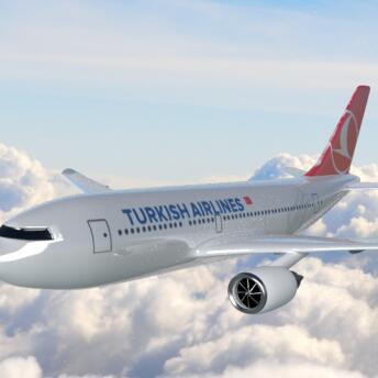 土耳其航空A310客机民用国际航班飞机民航CG模型！含obj/fbx/3ds/blend等3d模型格式！有贴图！Turkish Airlines