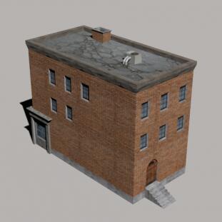 八九十年代的红砖老楼房弄堂3层小房屋场景建筑CG模型！含3ds/fbx/obj等3d模型格式！有贴图！Building