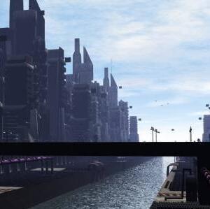 大型海港城市港口城市街道海关造船港水上都市城市现代场景CG模型！obj模型！有贴图！Sci-Fi Downtown City