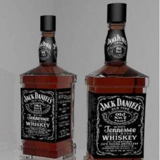 杰克·丹尼尔XO洋酒烈酒威士忌+玻璃瓶饮料酒水CG模型c4d模型！Jack Daniel's Bottle