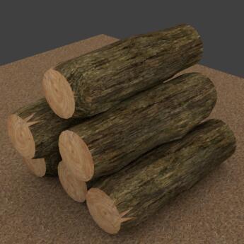 被砍伐堆好的一段段木材原料木料圆木植物树木CG模型！含3ds/obj/fbx/stl等3d模型格式！有贴图！Roundwood