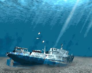 海底沉船，深海游轮沉船鱼游海底场景CG模型，有贴图、骨骼绑定和动画！